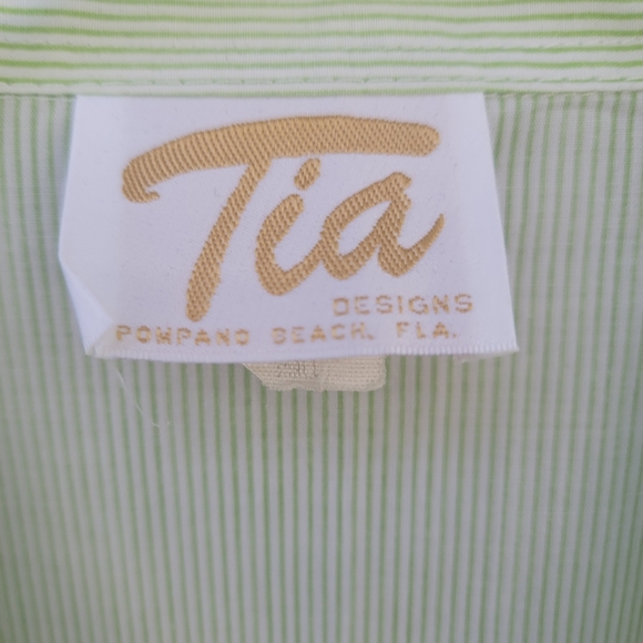 Tia Designs 3/4 sleeves coconut tree patches button down shirt size Large - Picture 3 of 13